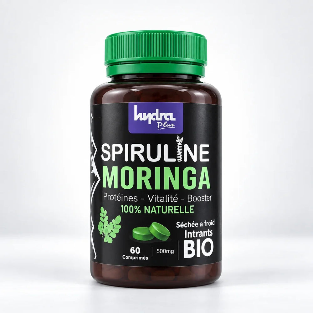Spiruline vs Spiruline Moringa – flacon Spiruline Moringa Hydra Plus