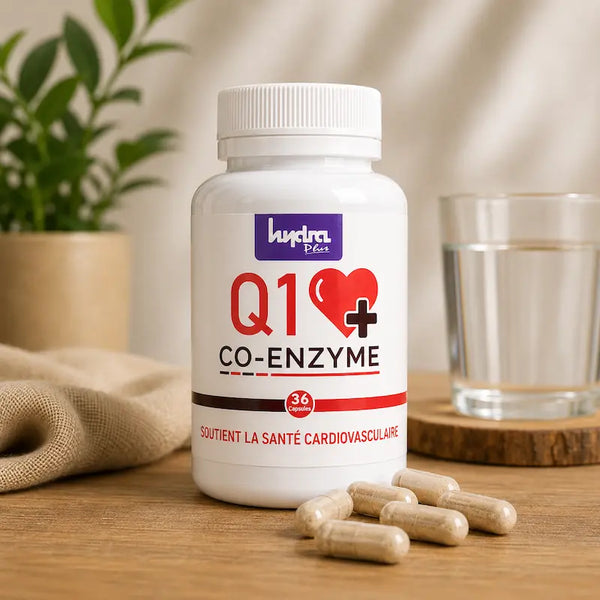 Coenzyme Q10 Hydra Plus 100mg santé cardiovasculaire 36 capsules distribué Comelabpharm Maroc
