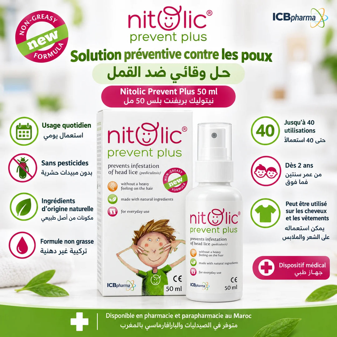 Nitolic Prevent Plus 50 ml – spray préventif anti-poux au Maroc