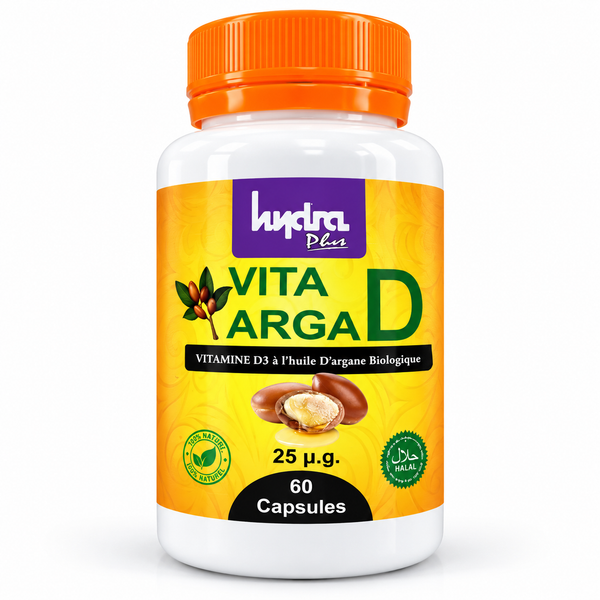 Vita Arga D Hydra Plus Vitamine D3 25 µg à l'huile d'argane biologique - 60 capsules