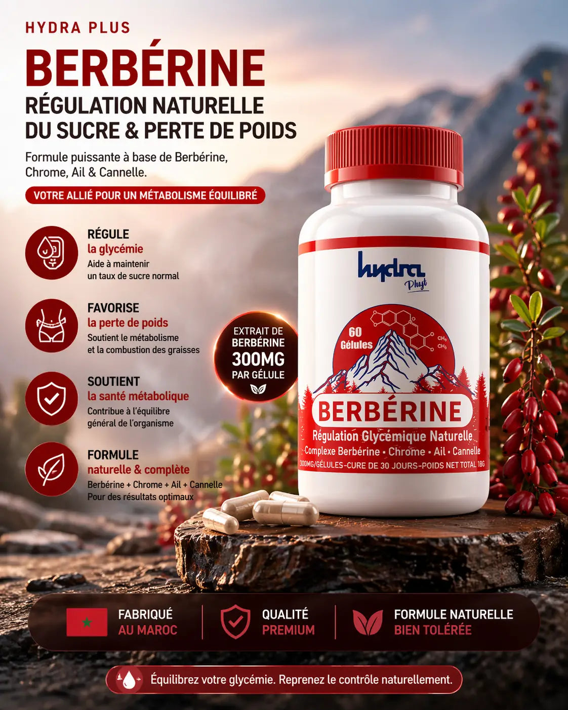 berbérine maroc régulation glycémie perte de poids naturelle complément hydraplus