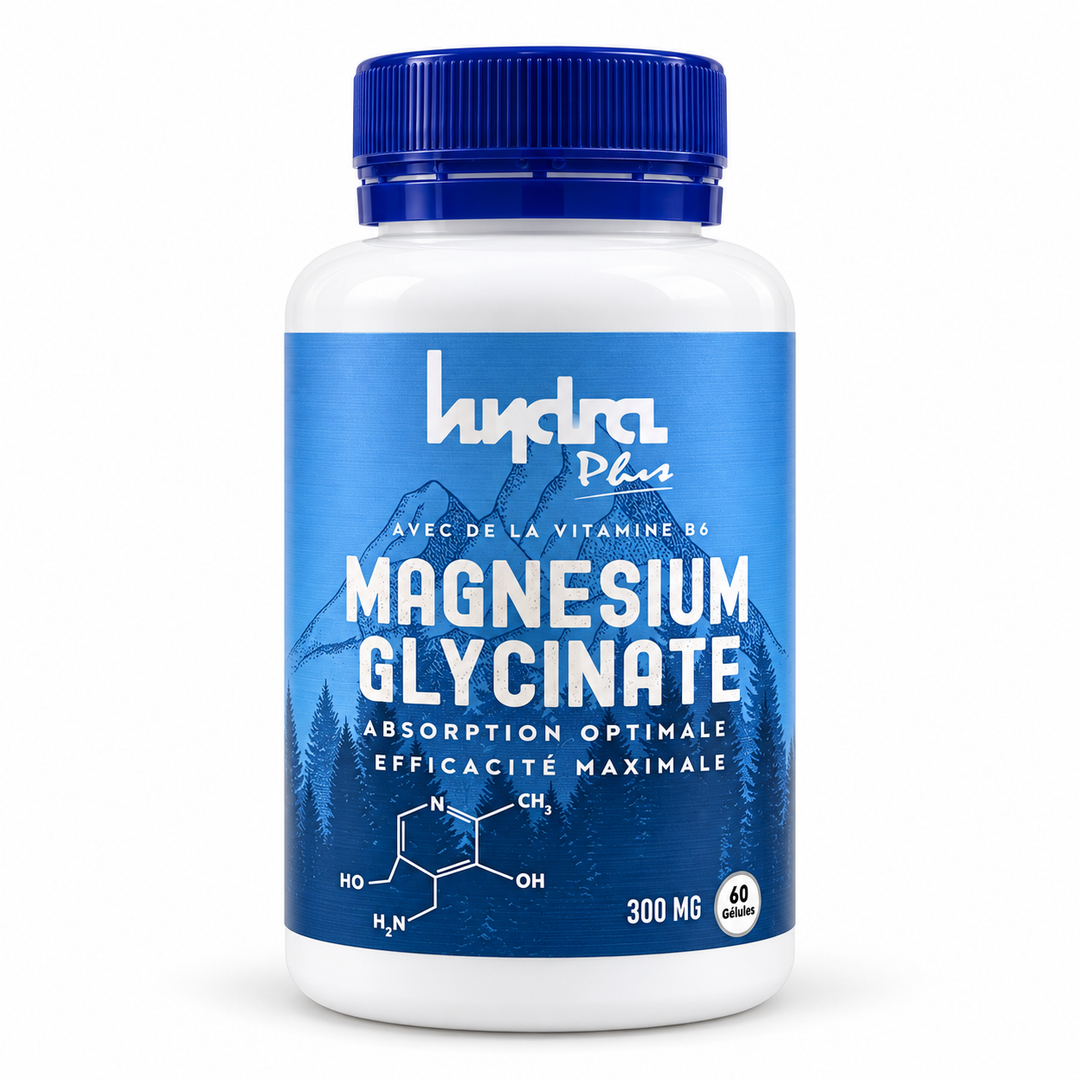 Magnésium Glycinate 300 mg Hydra Plus avec vitamine B6 – flacon 60 gélules 