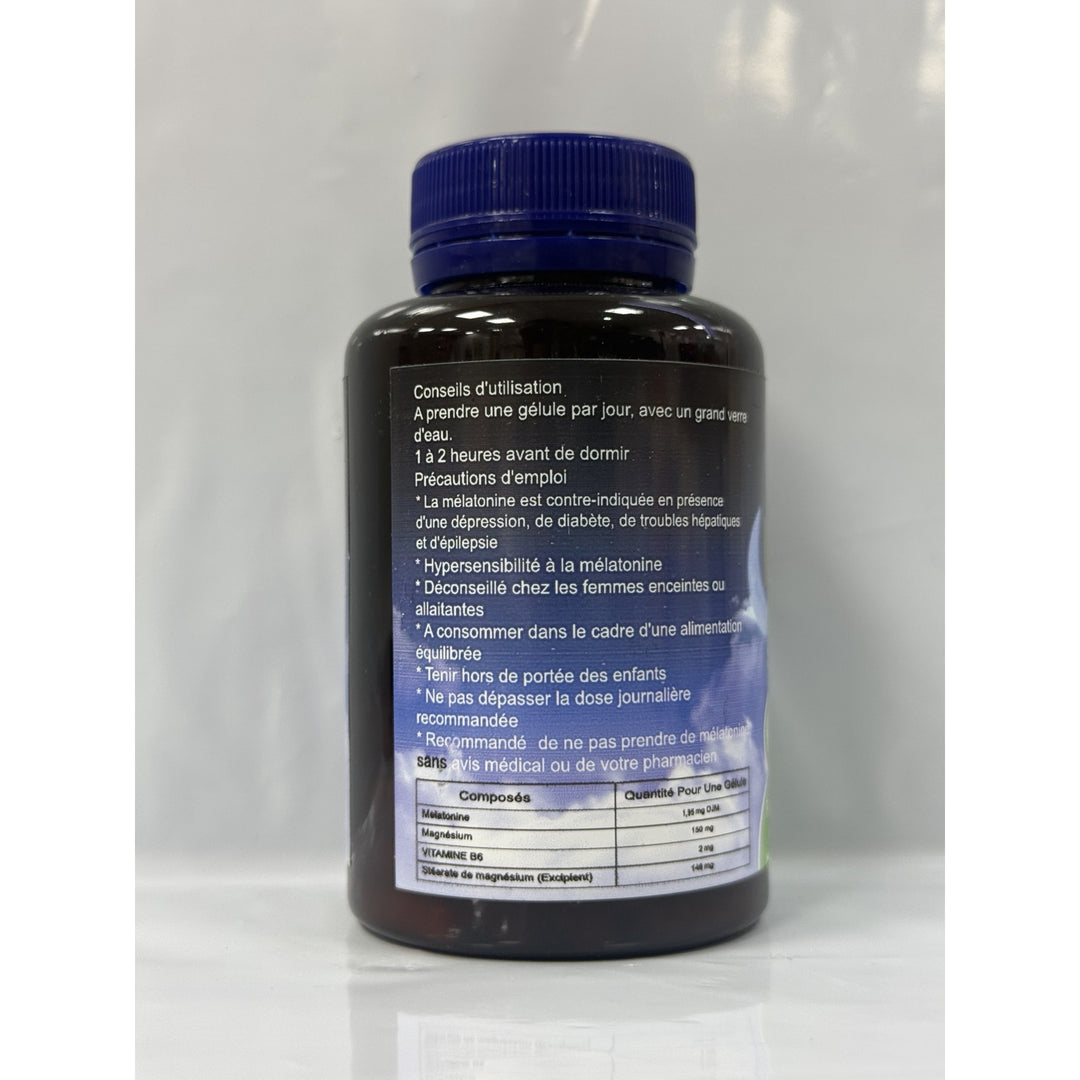 Mélatonine 1,95 mg Hydra Plus – flacon 60 gélules, composition et précautions d’emploi sur l’étiquette