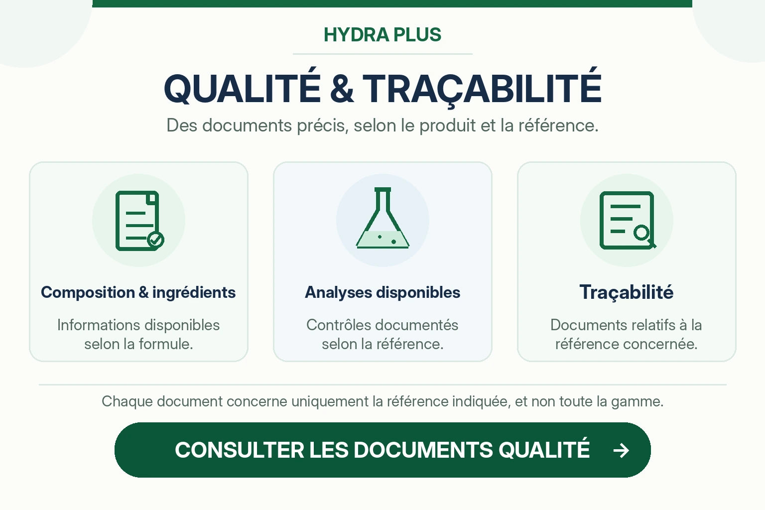 Informations qualité Hydra Plus : consulter les documents disponibles