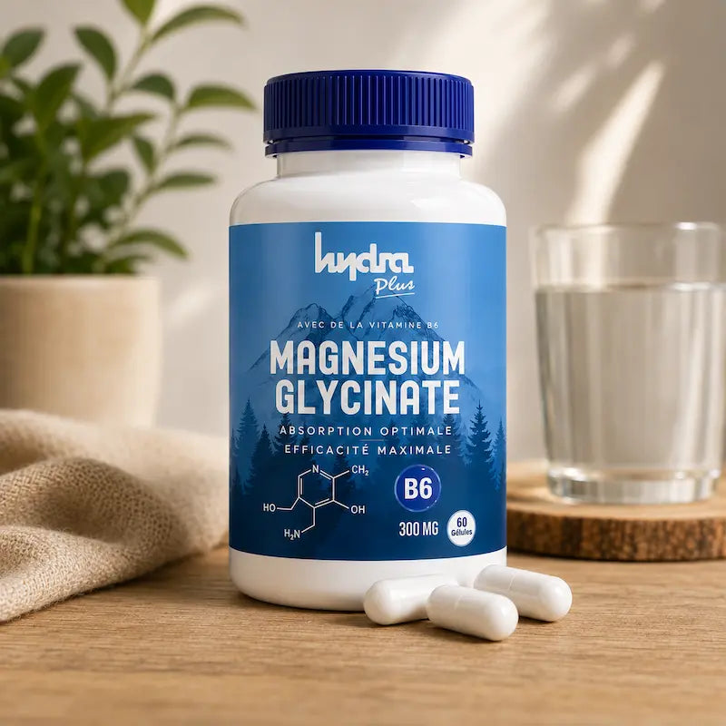 Composition Magnésium Glycinate Hydra Plus bisglycinate vitamine B6 complexe plantes ingredients