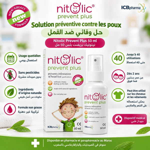 Nitolic Prevent Plus 50 ml – spray préventif anti-poux au Maroc