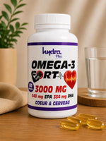 Oméga 3 3000mg EPA DHA Hydra Plus huile poisson purifiée cœur cerveau certifié ONSSA Maroc