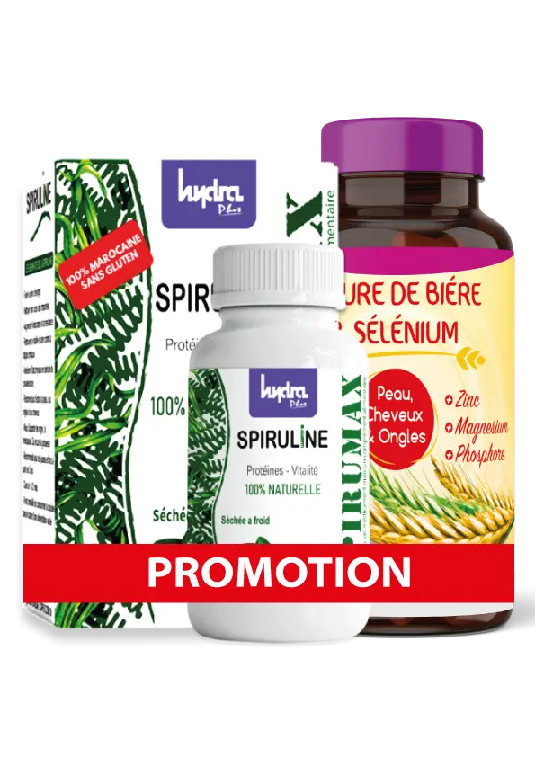 PACK 2X1 Spiruline maroc Levure de biere maroc Hydra plus