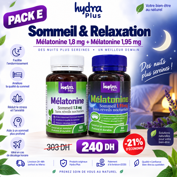 Pack E Hydra Plus Duo Mélatonine 1,8 mg et 1,95 mg