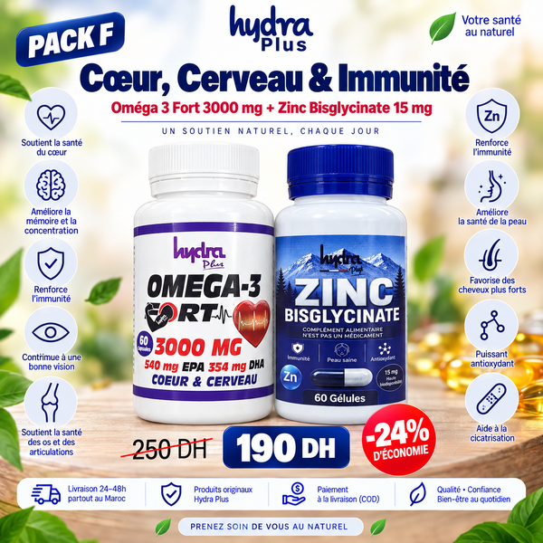 Pack Hydra Plus Oméga 3 Fort et Zinc