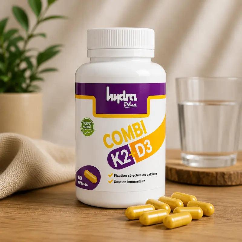 Vitamine D3 K2 2000 UI Hydra Plus cholécalciférol ménaquinone os immunité certifié ONSSA Maroc
